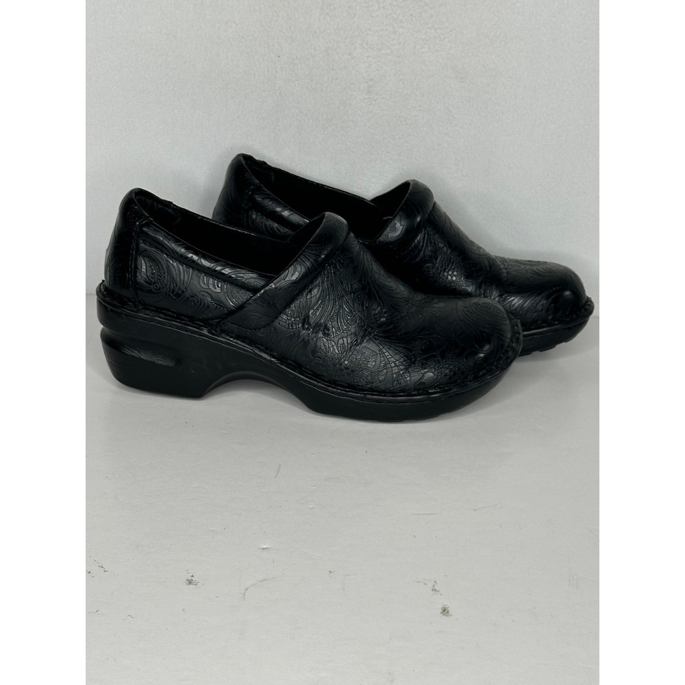 b.o.c. Born Concept Clogs Black Embossed Floral Paisley Bohemian‎ Sz 7